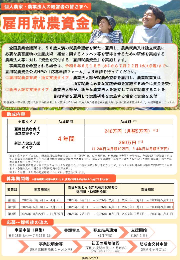 雇用就農資金令和８年度第2回募集 PRチラシ_1.jpg